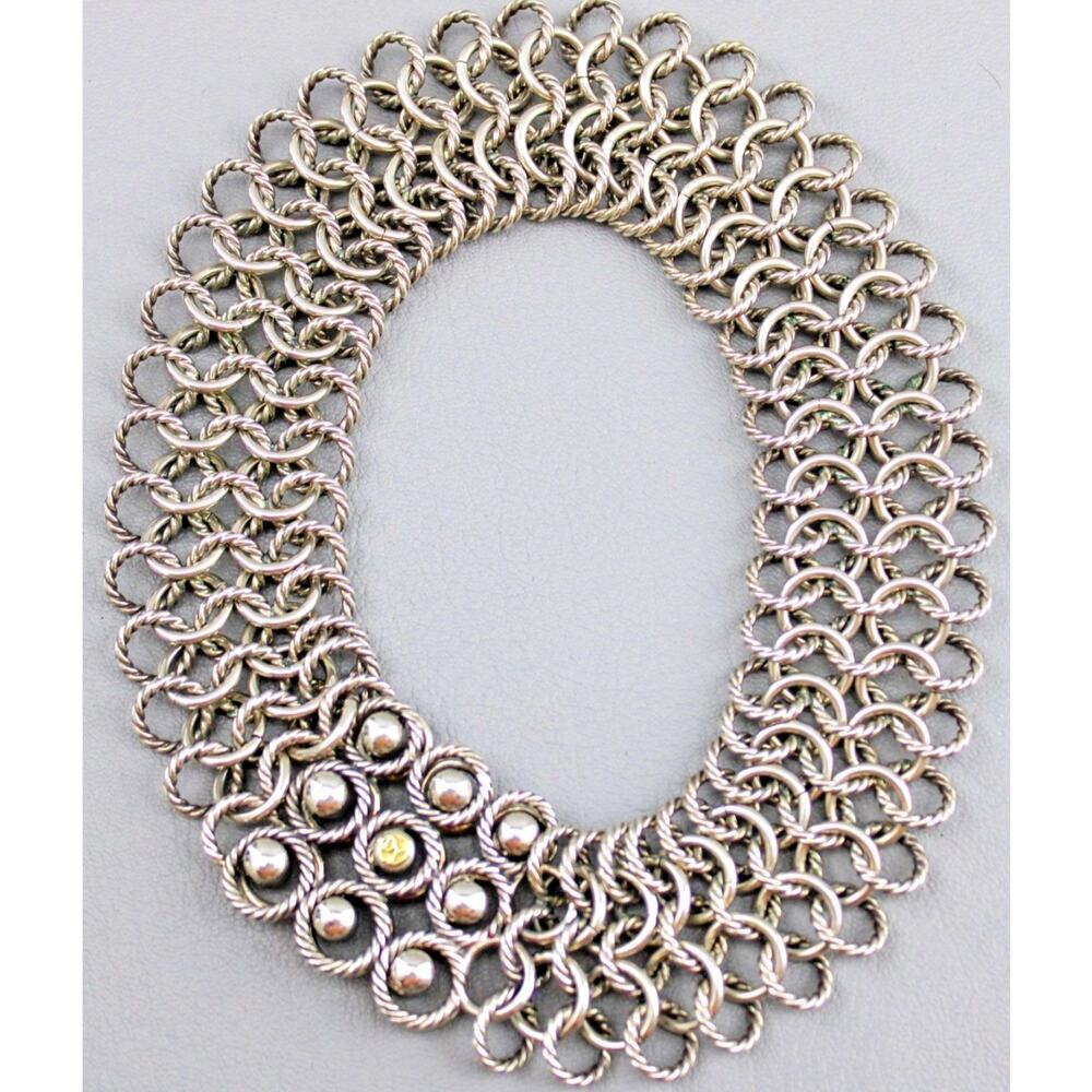Authentic David Yurman Two-Tone Sterling Silver & 18K Yellow Gold Atlas Collar